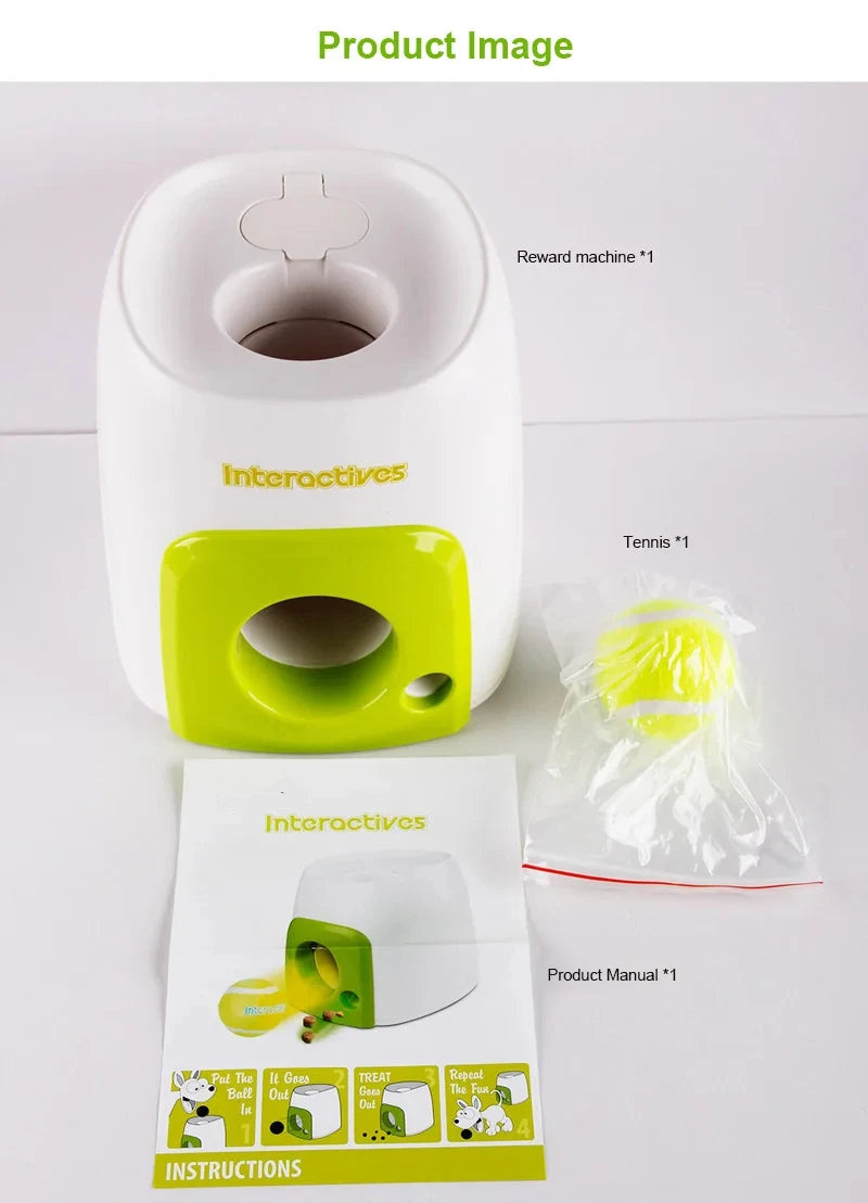 Automatic Dog Ball Launcher with Food Reward - Smart Tennis Ball Thrower Machine for Dogs, Interactive Pet Toy with Chase Traini