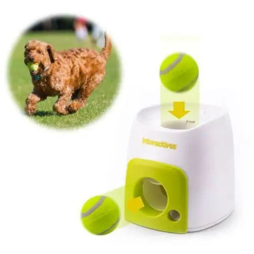 Automatic Dog Ball Launcher with Food Reward - Smart Tennis Ball Thrower Machine for Dogs, Interactive Pet Toy with Chase Traini