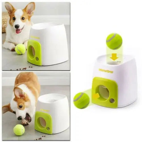 Automatic Dog Ball Launcher with Food Reward - Smart Tennis Ball Thrower Machine for Dogs, Interactive Pet Toy with Chase Traini