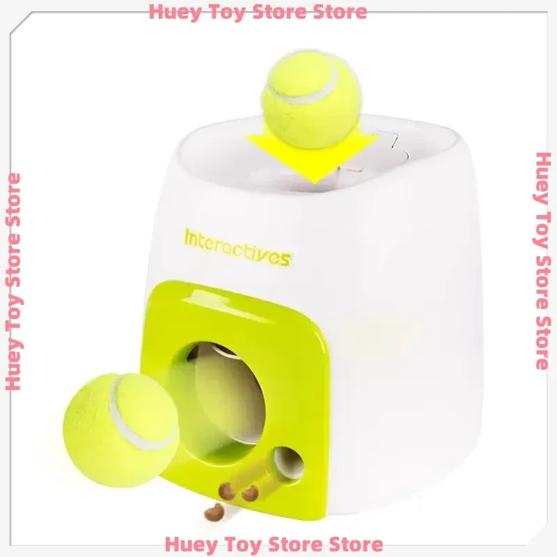 Automatic Dog Ball Launcher with Food Reward - Smart Tennis Ball Thrower Machine for Dogs, Interactive Pet Toy with Chase Traini